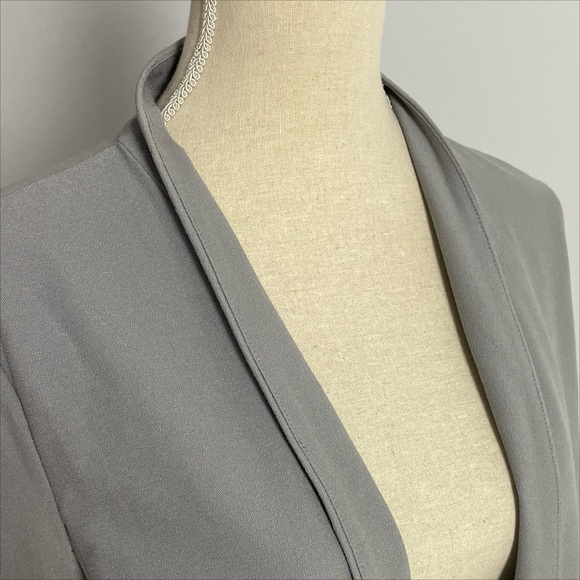 Eileen Fisher Longline Open Blazer Jacket Gray Lightweight Stretch Crepe Large - Picture 7 of 9
